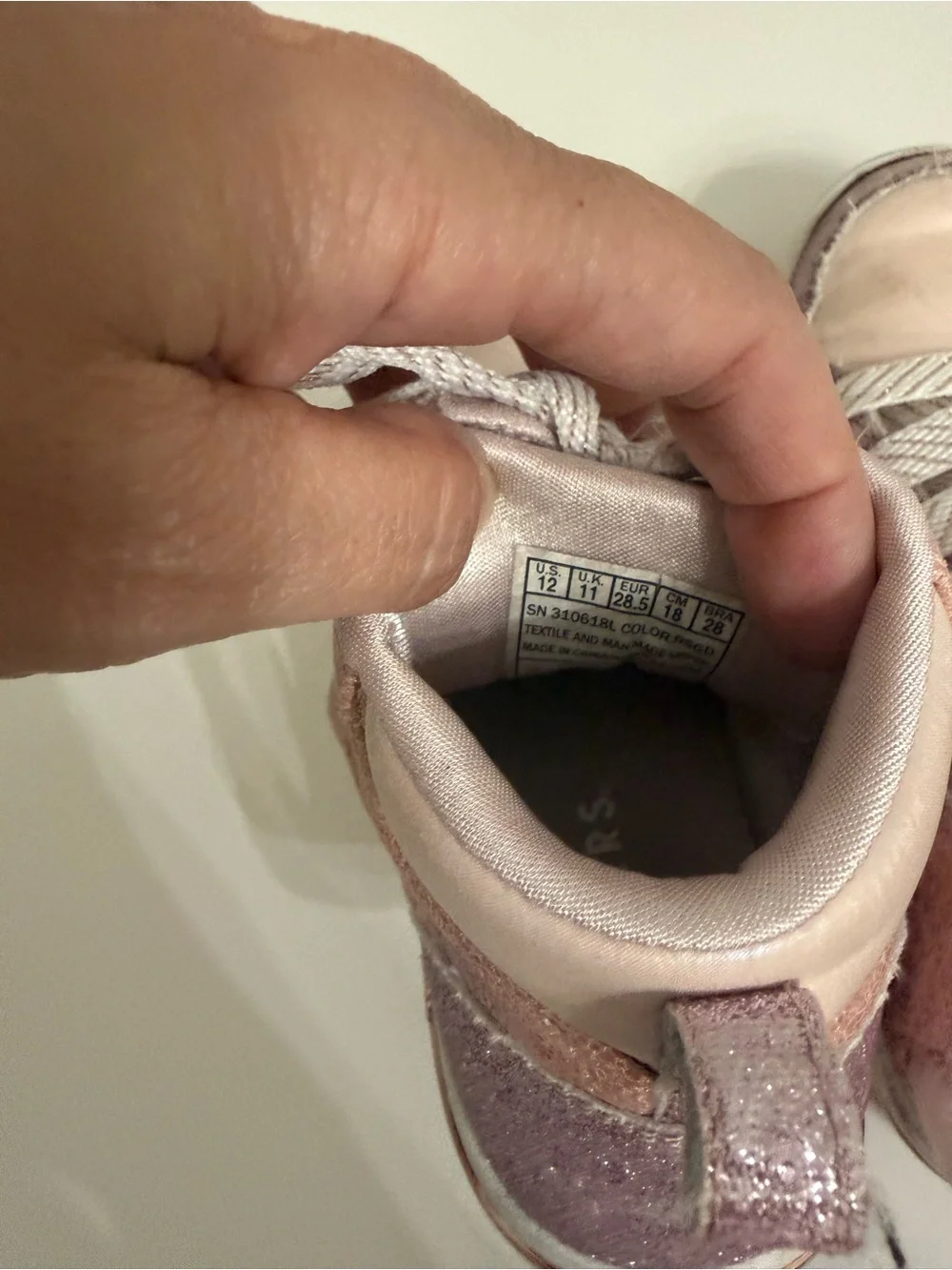 Skechers Twinkle Toes Pink Glitter High Top Sneakers Girls Size 12 Side Zip
